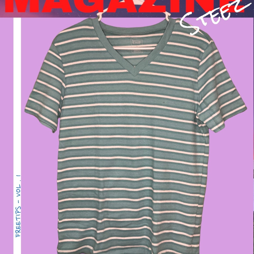 Striped V Neck Shirt Size Small